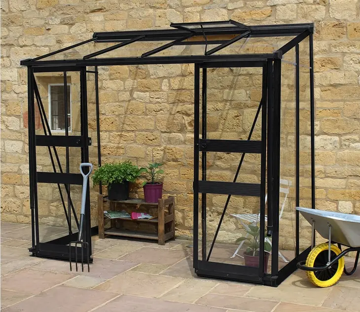 Halls Cotswold Broadway 8ft x 4ft Lean To Black Greenhouse