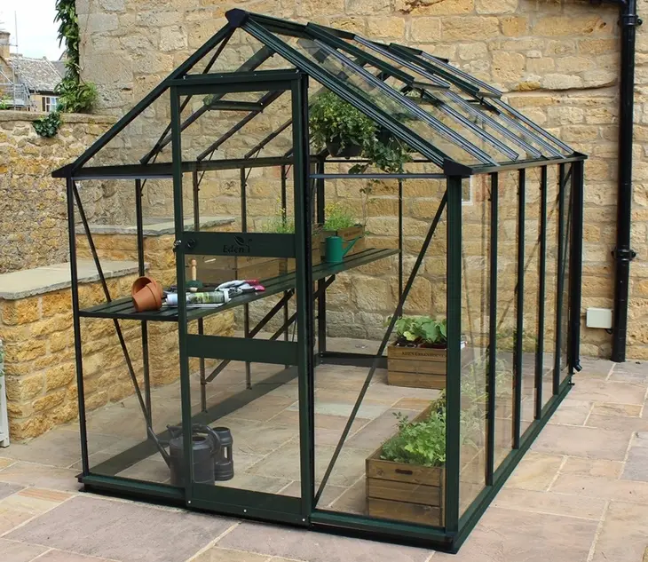 Halls Cotswold Burford 6ft x 6ft Green Greenhouse
